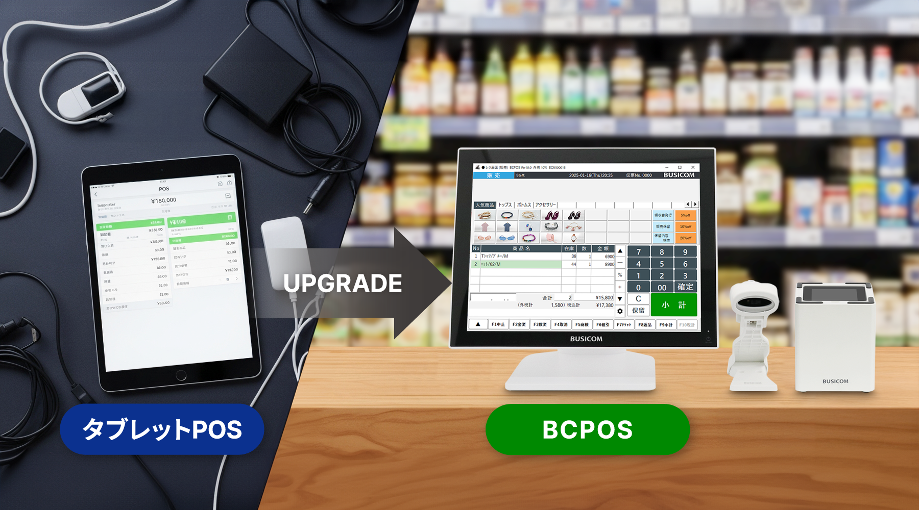 タブレットPOSからBCPOSへのアップグレードイメージ
